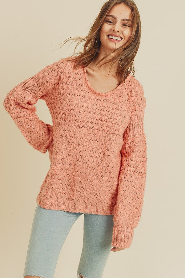Coral Boho Sweater