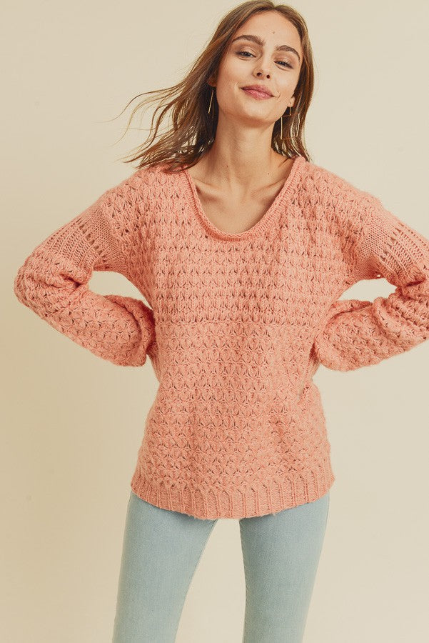Coral Boho Sweater