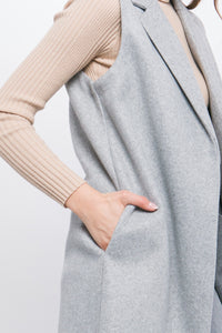 Grey Long Line Fleece Vest