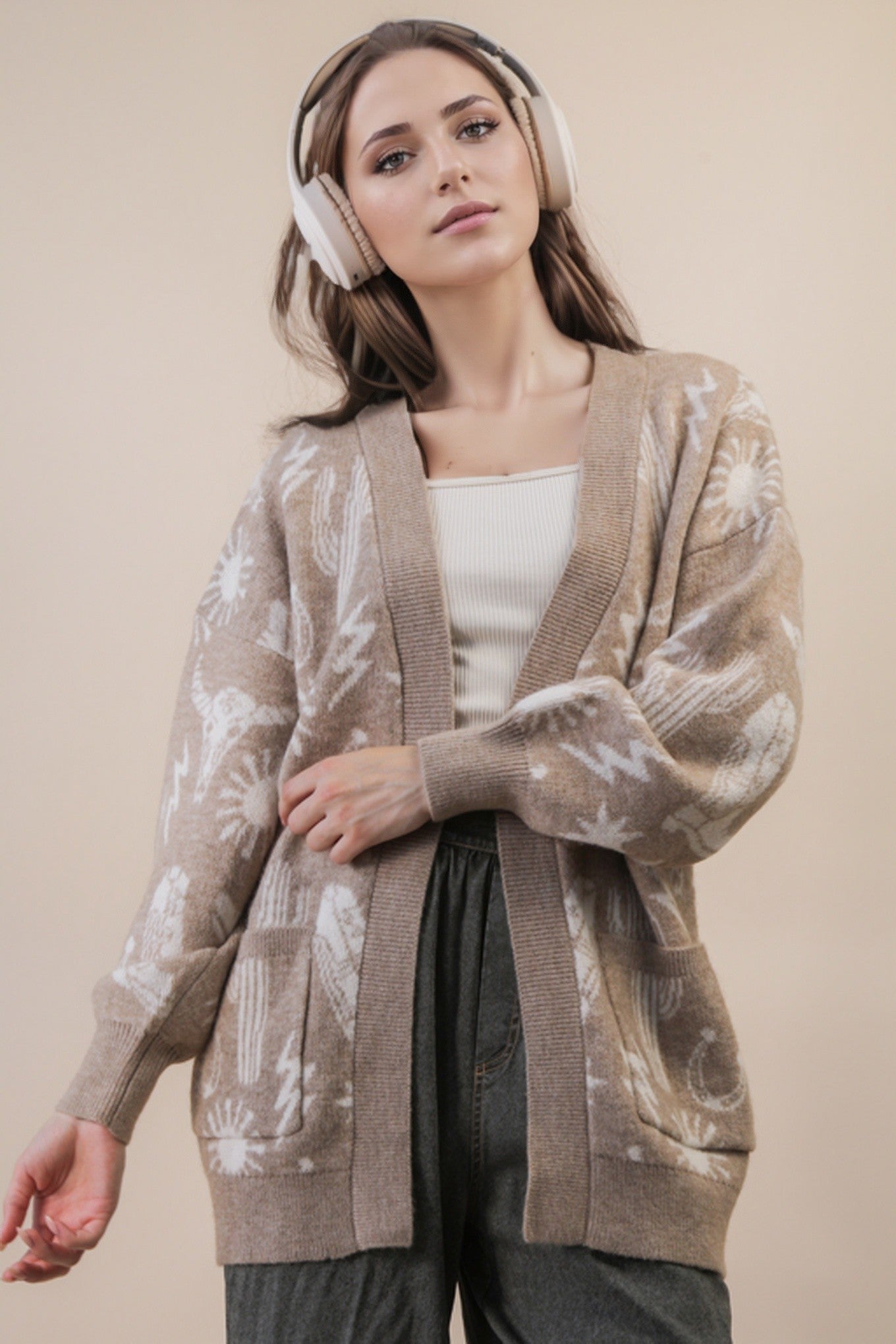 Mocha Ceclia Western Cardigan