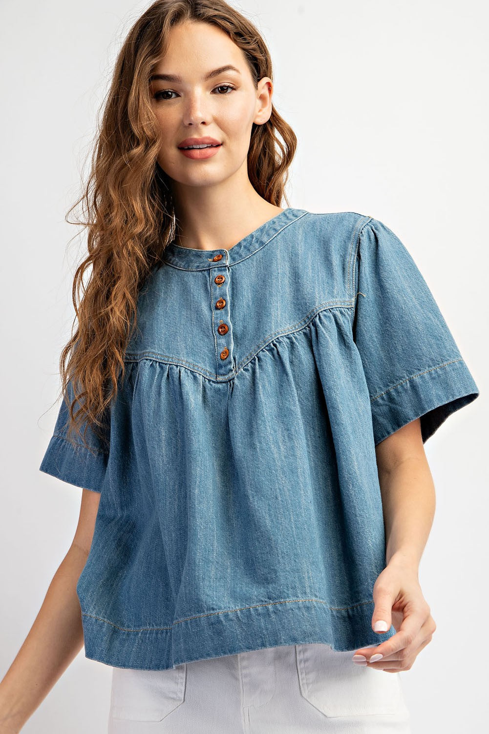 Mineral Wash Denim Top