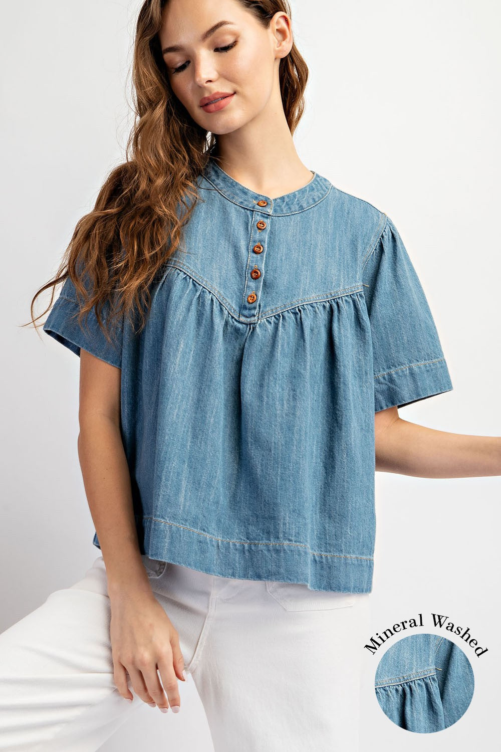 Mineral Wash Denim Top