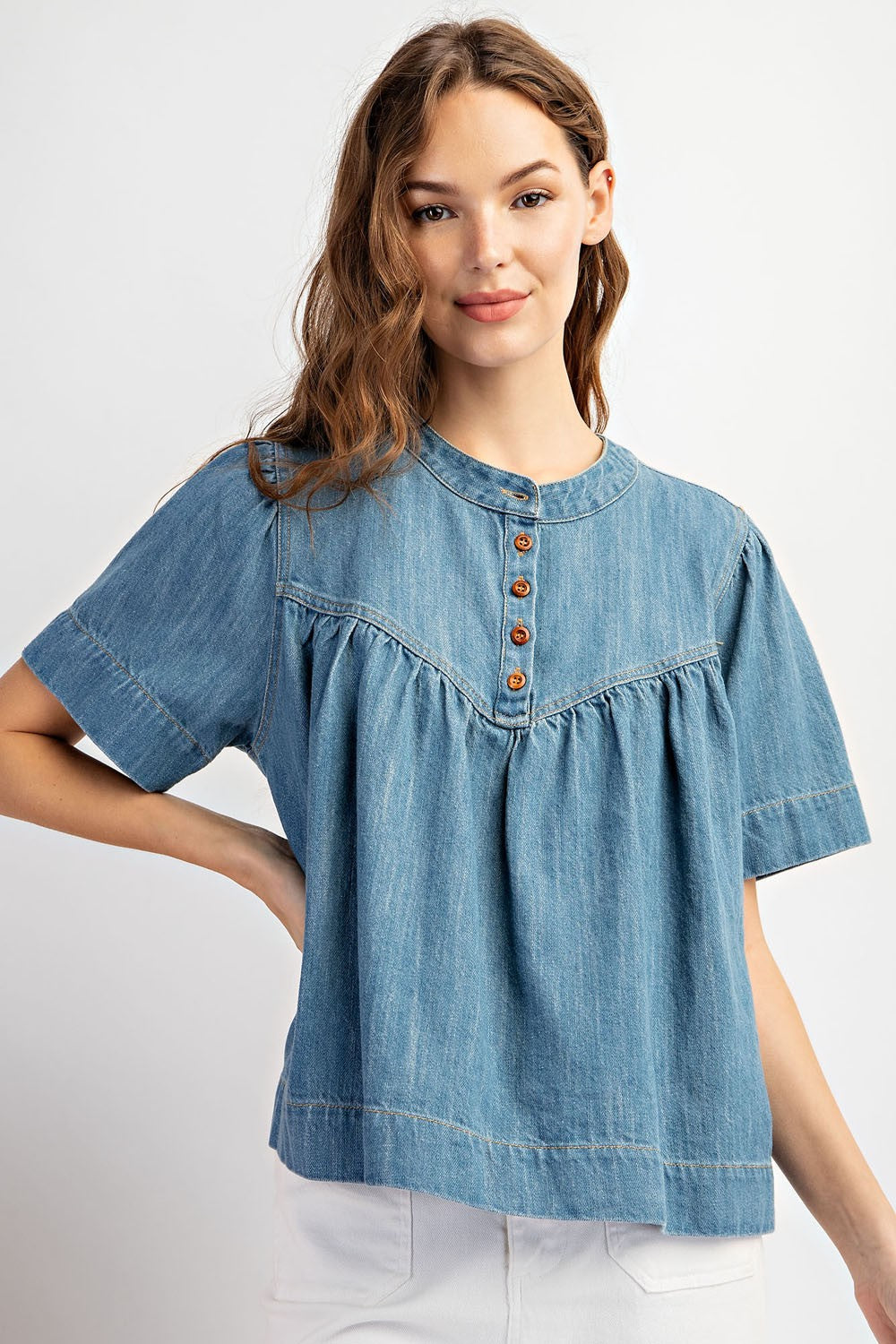 Mineral Wash Denim Top