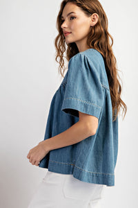 Mineral Wash Denim Top