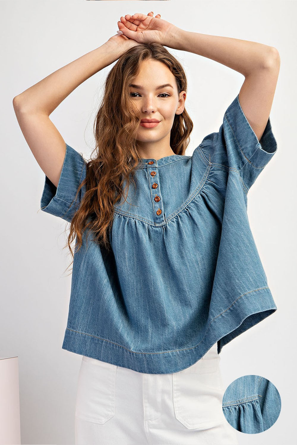 Mineral Wash Denim Top