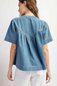 Mineral Wash Denim Top