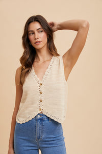 Annie Oatmeal Crochet Vest