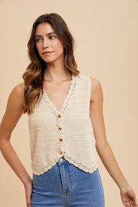 Annie Oatmeal Crochet Vest