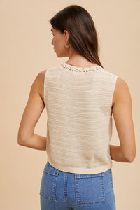 Annie Oatmeal Crochet Vest