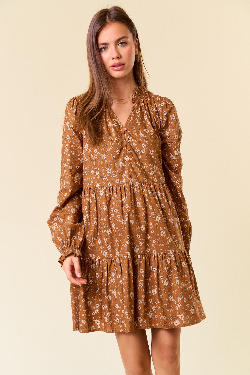 Laramie Caramel Floral Dress