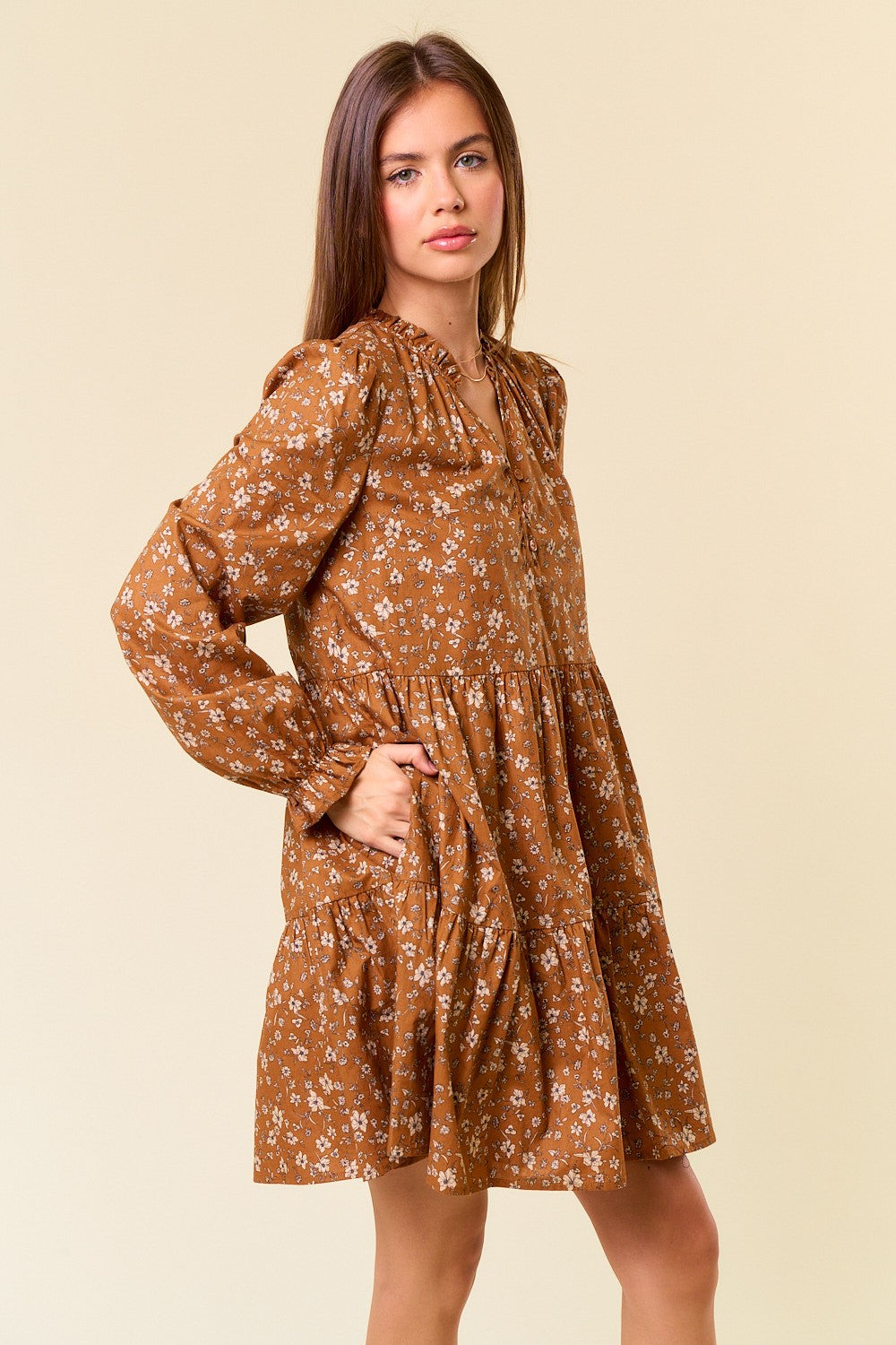 Laramie Caramel Floral Dress