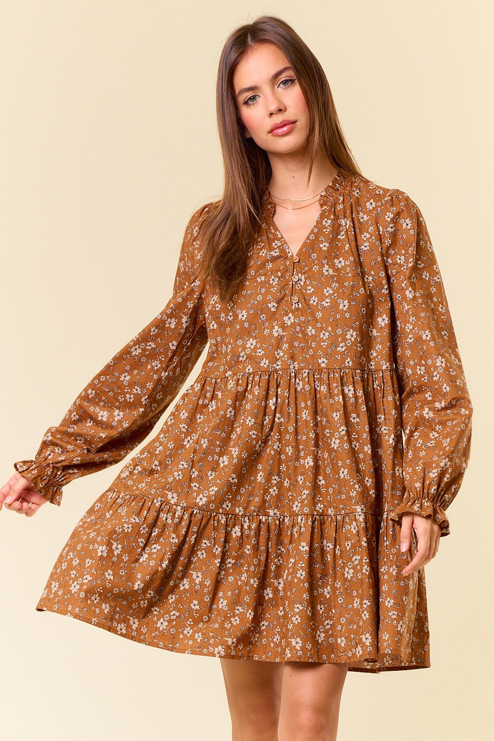 Laramie Caramel Floral Dress