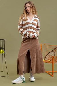 Camel Corduroy Maxi Skirt