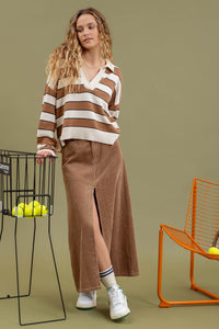 Camel Corduroy Maxi Skirt