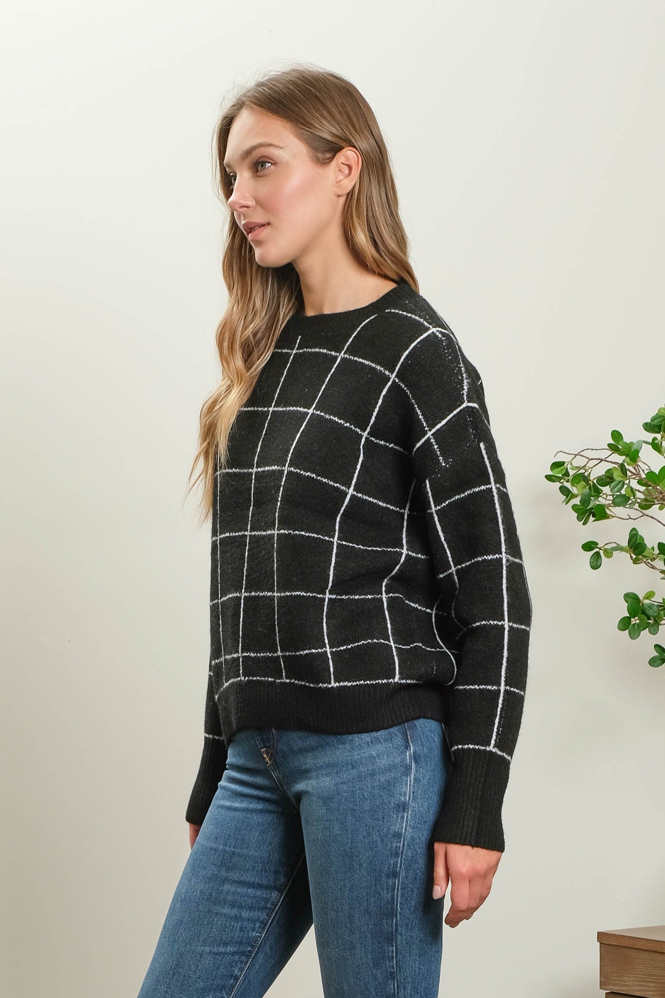 Black Grid Sweater