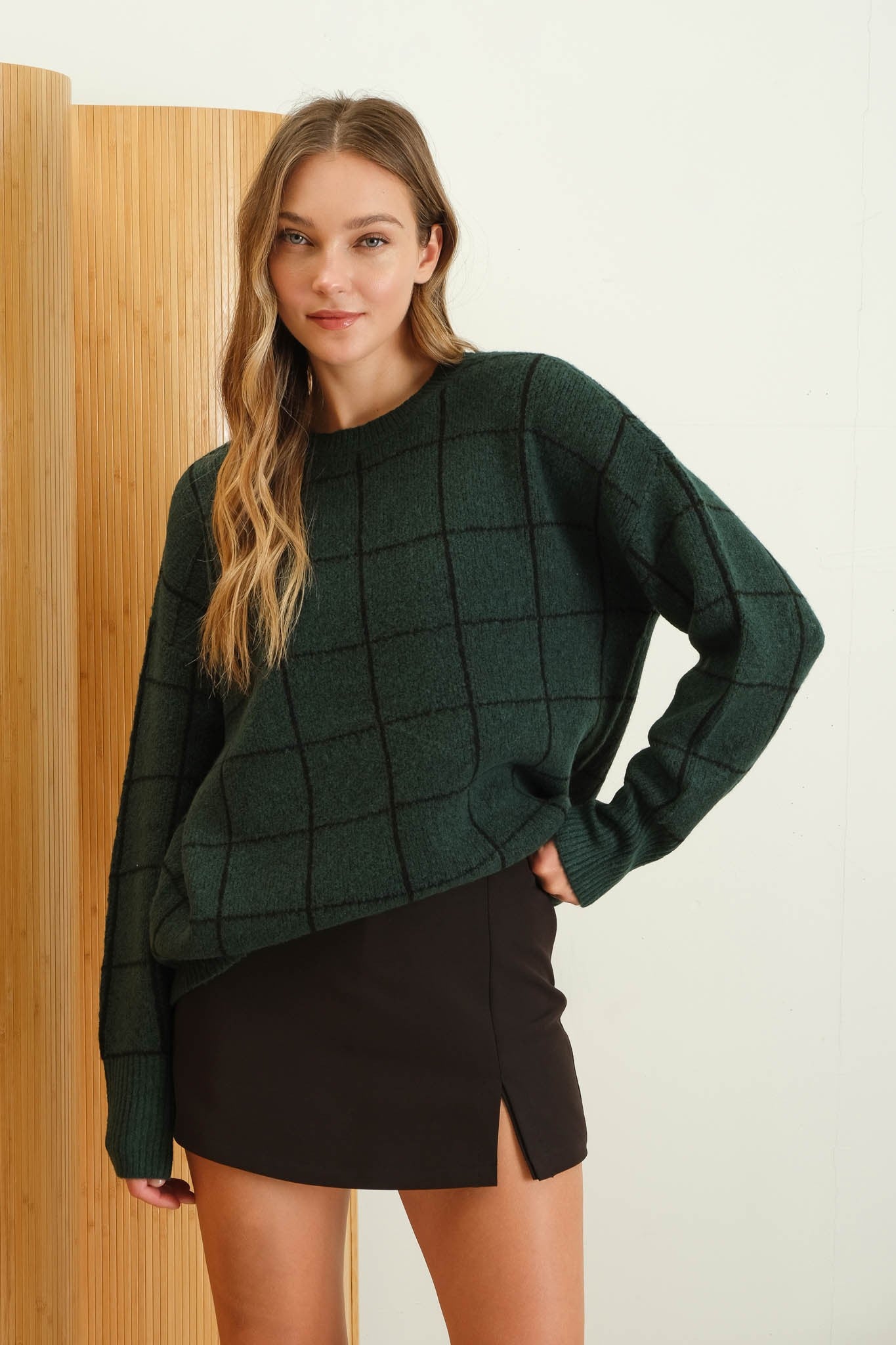 Hunter Green Grid Sweater