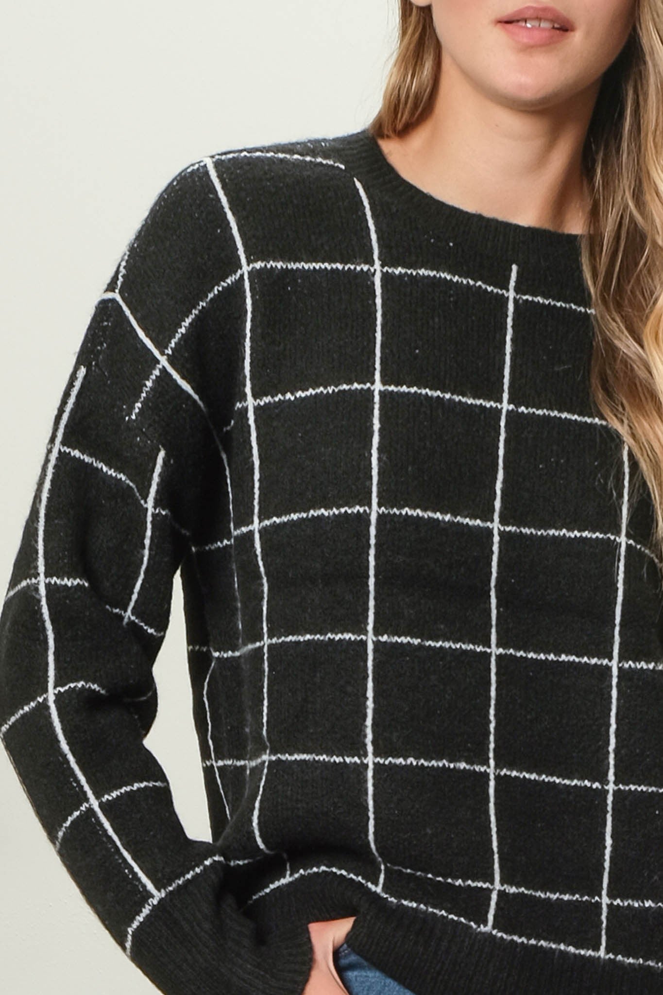 Black Grid Sweater