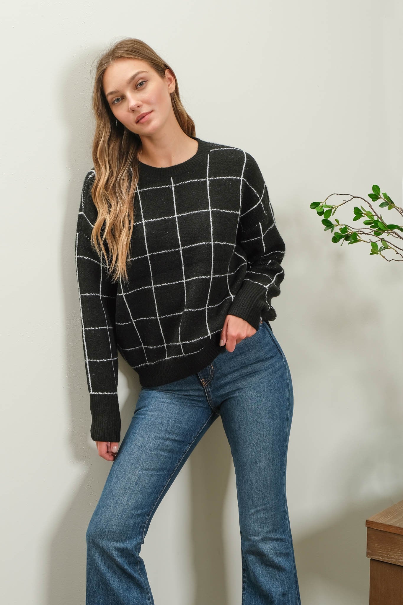 Black Grid Sweater