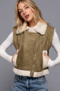 Olive Faux Suede Vest