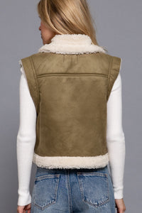 Olive Faux Suede Vest