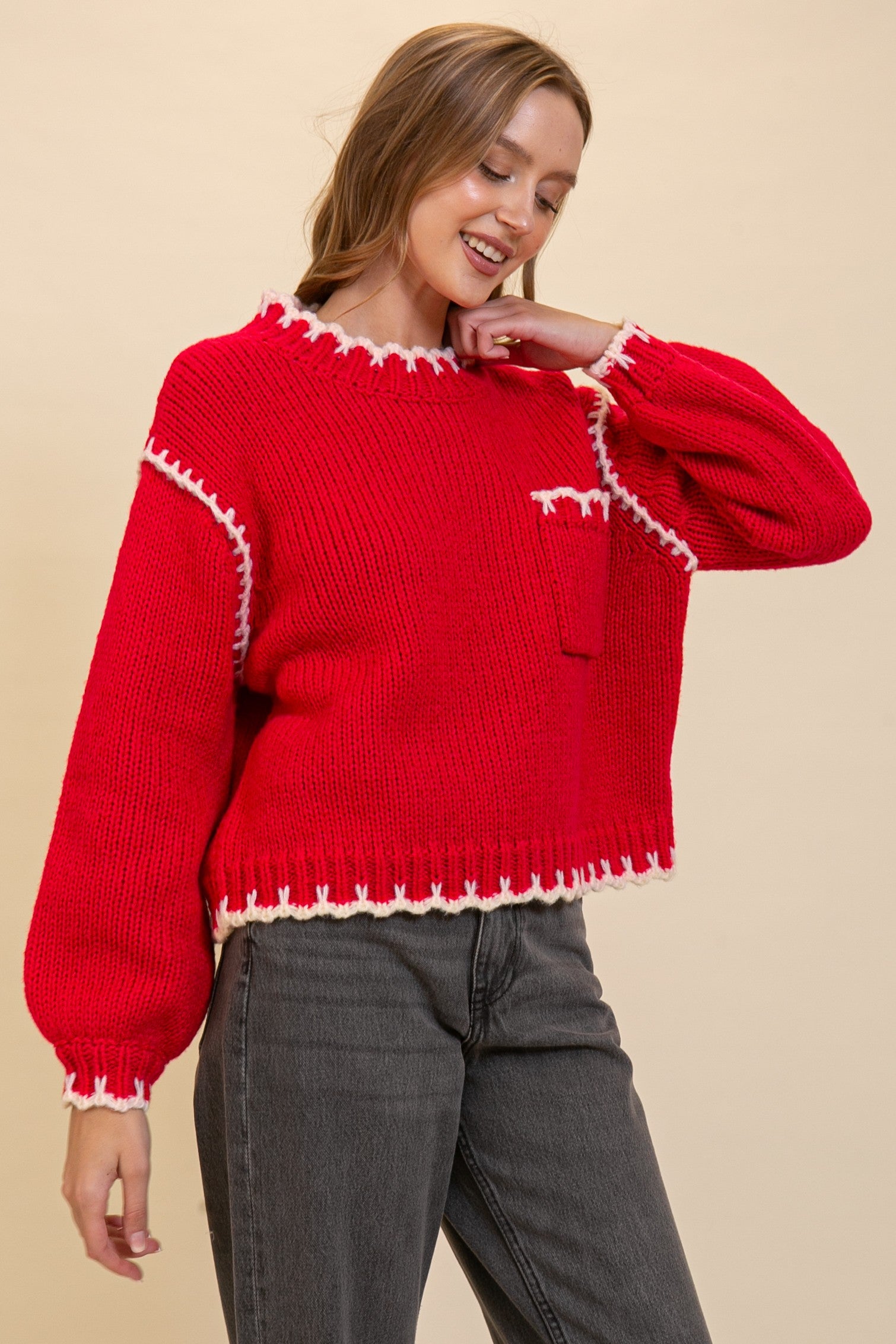 Crochet Trim Sweater
