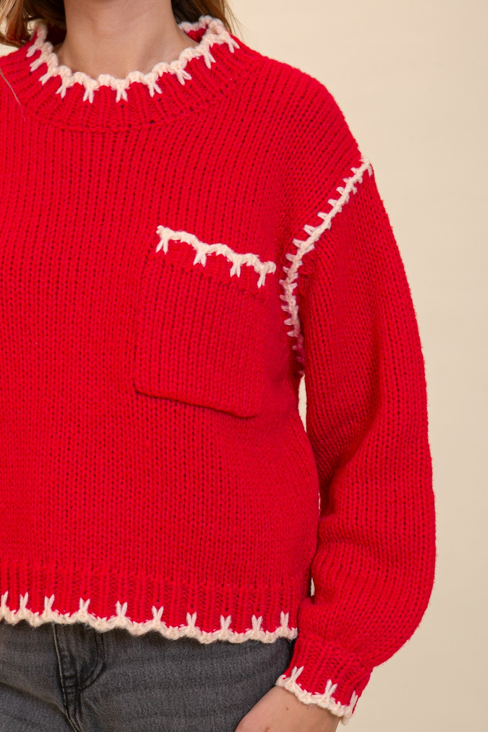 Crochet Trim Sweater