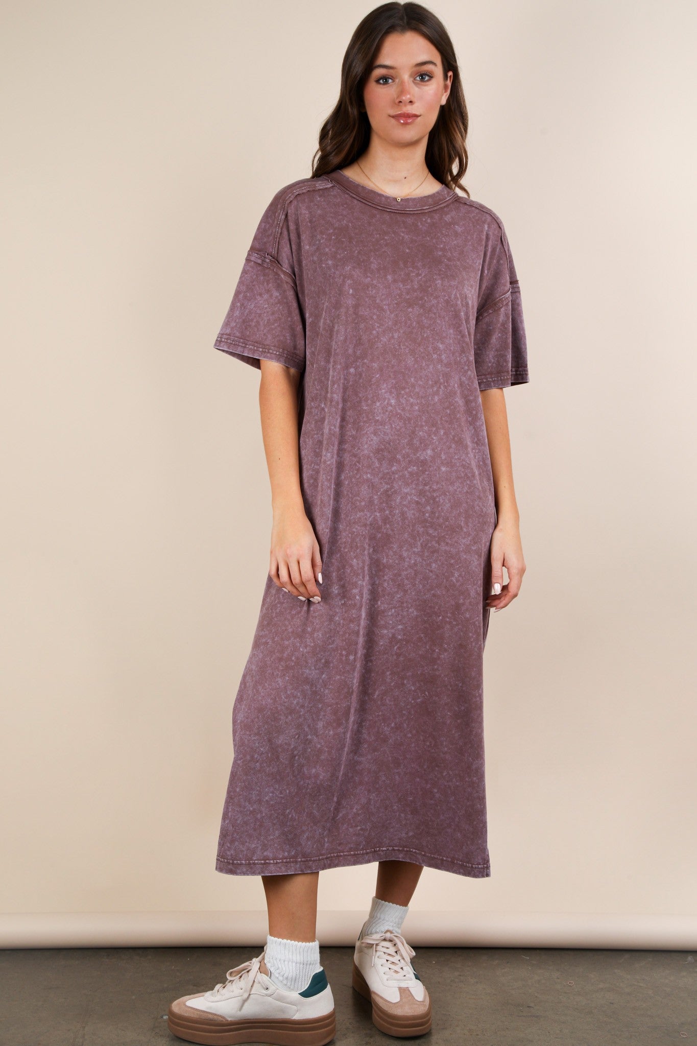Chocolate Mineral Washed Midi Dress