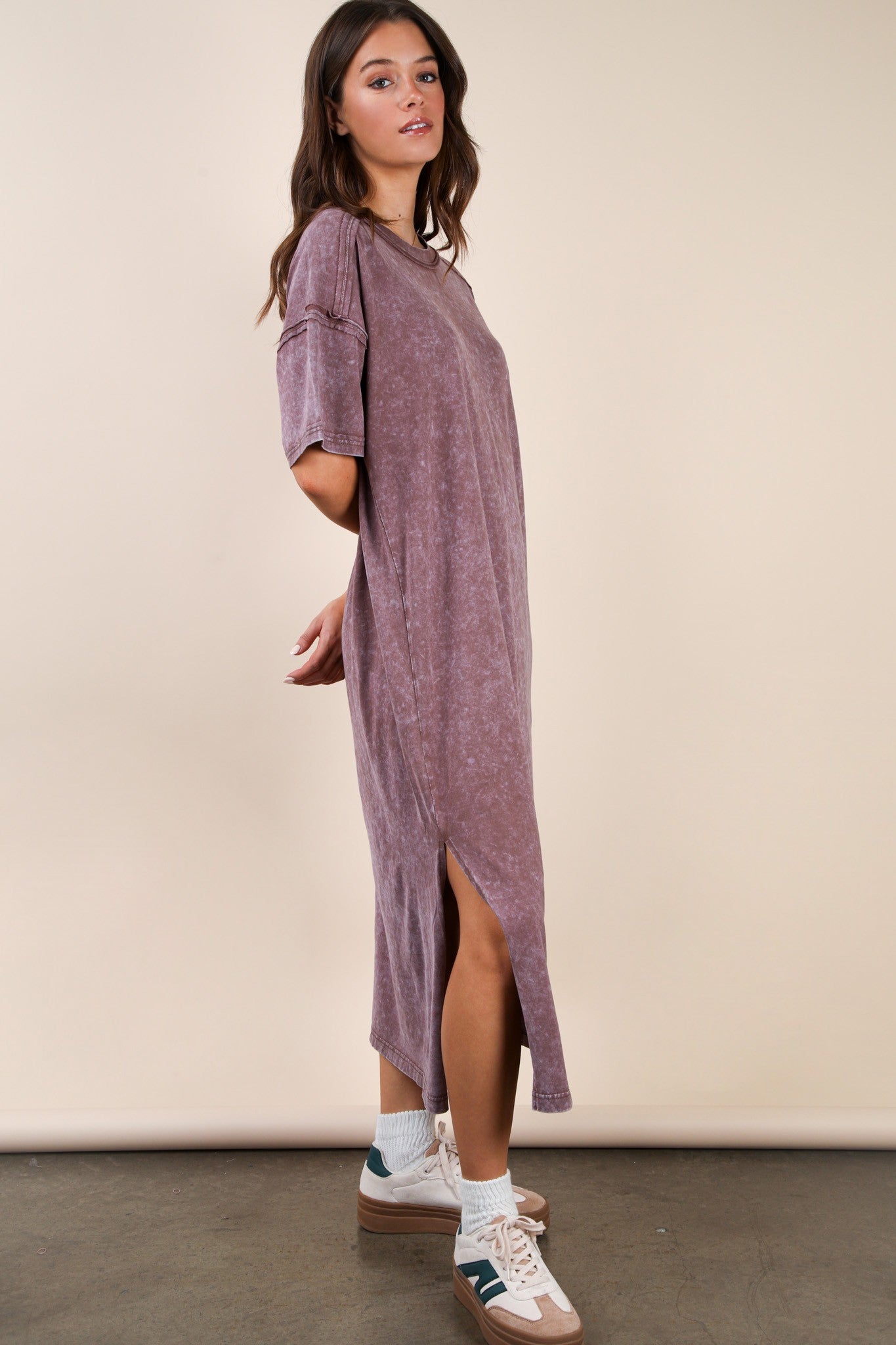 Chocolate Mineral Washed Midi Dress