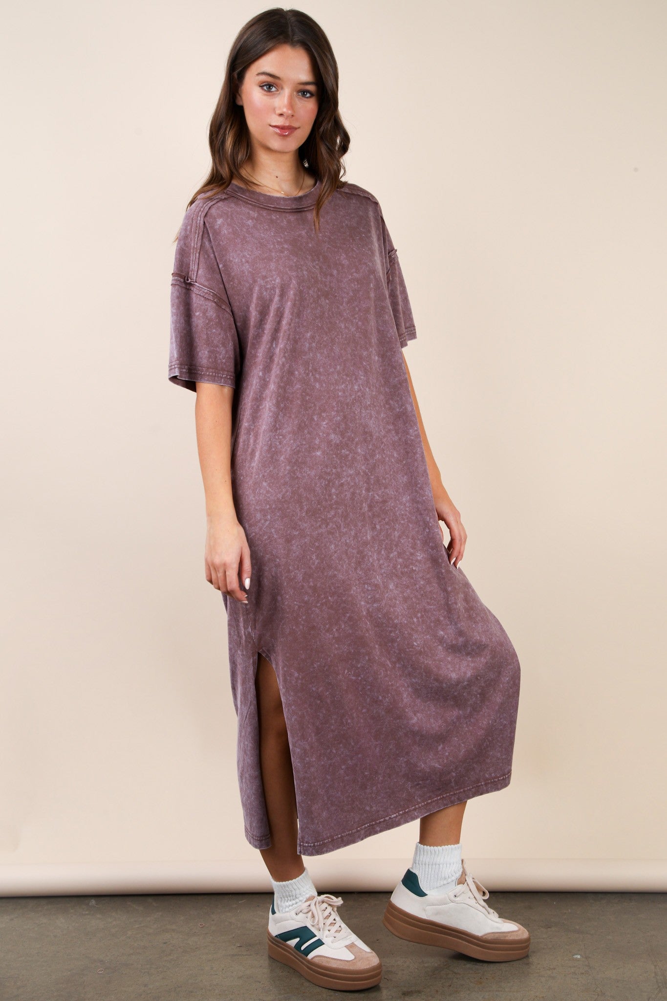 Chocolate Mineral Washed Midi Dress
