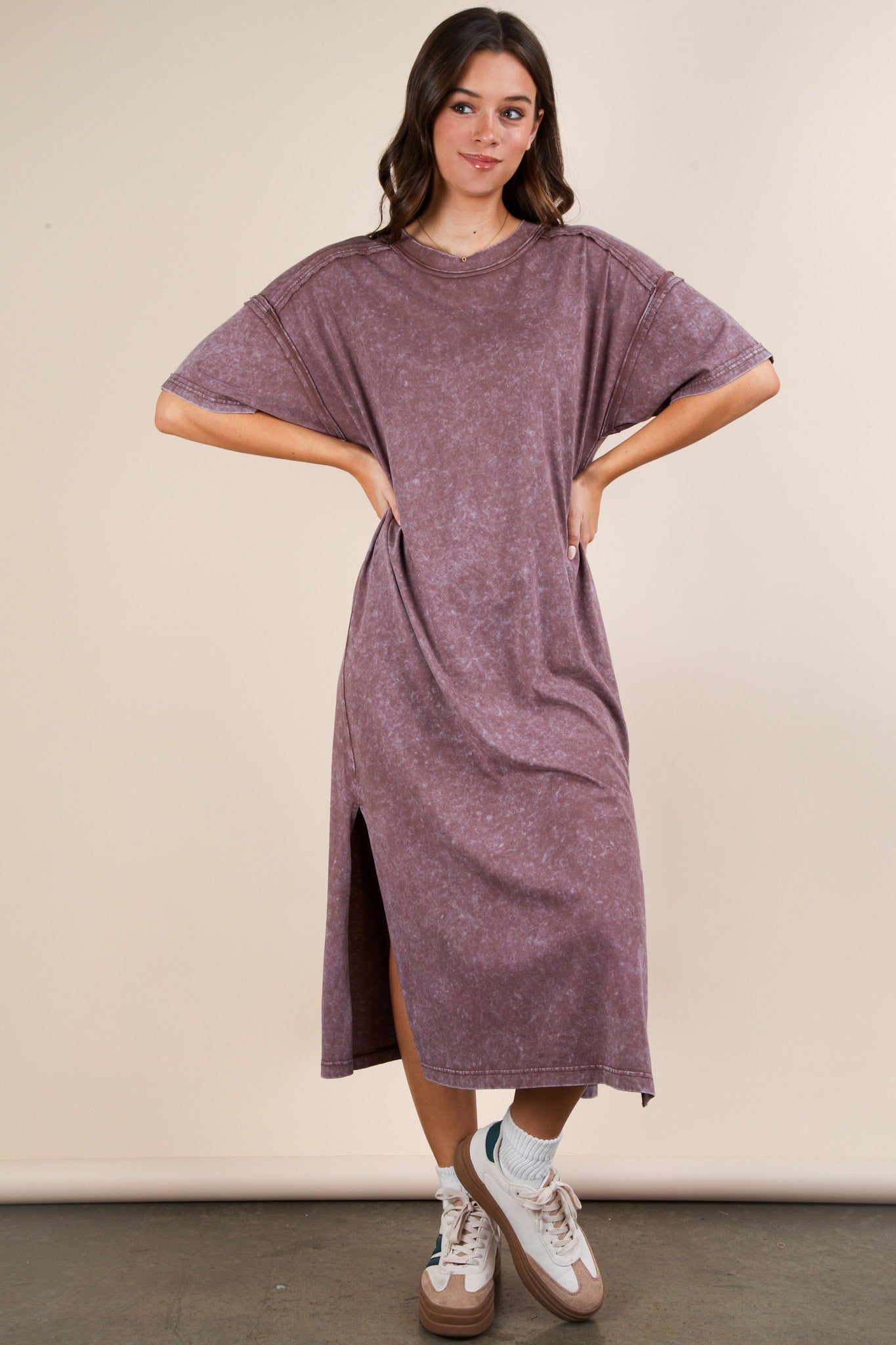 Chocolate Mineral Washed Midi Dress