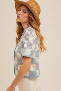 Kiya Blue Checkered Top