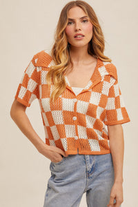 Kiya Orange Checkered Top