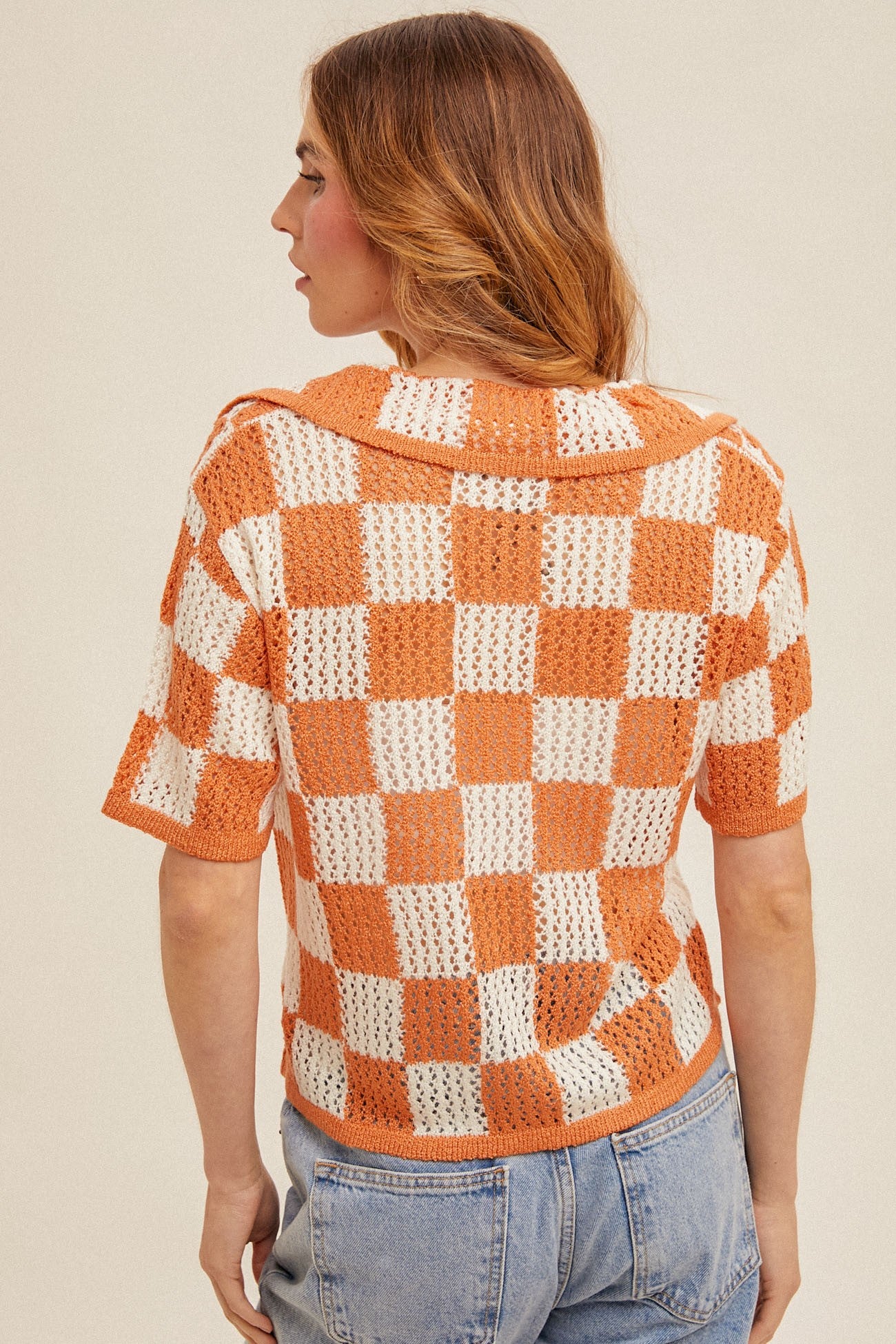 Kiya Orange Checkered Top