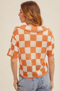 Kiya Orange Checkered Top