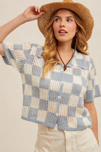 Kiya Blue Checkered Top