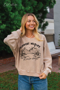 Support Wildlife Cropped Thermal Pullover