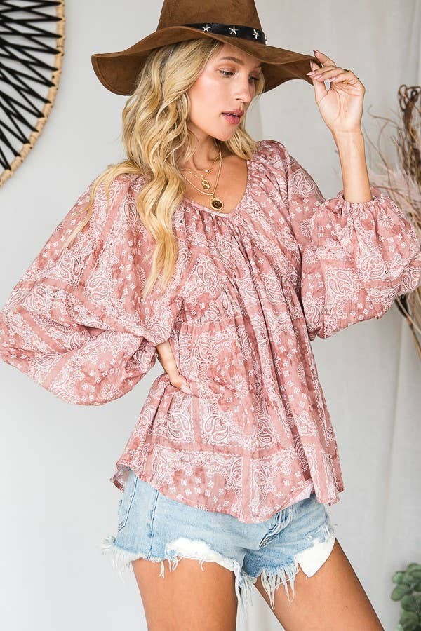 Mauve Western Babydoll Top
