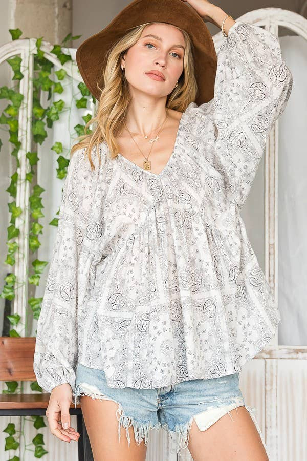 Ivory Western Babydoll Top
