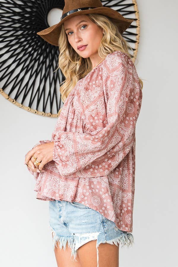 Mauve Western Babydoll Top