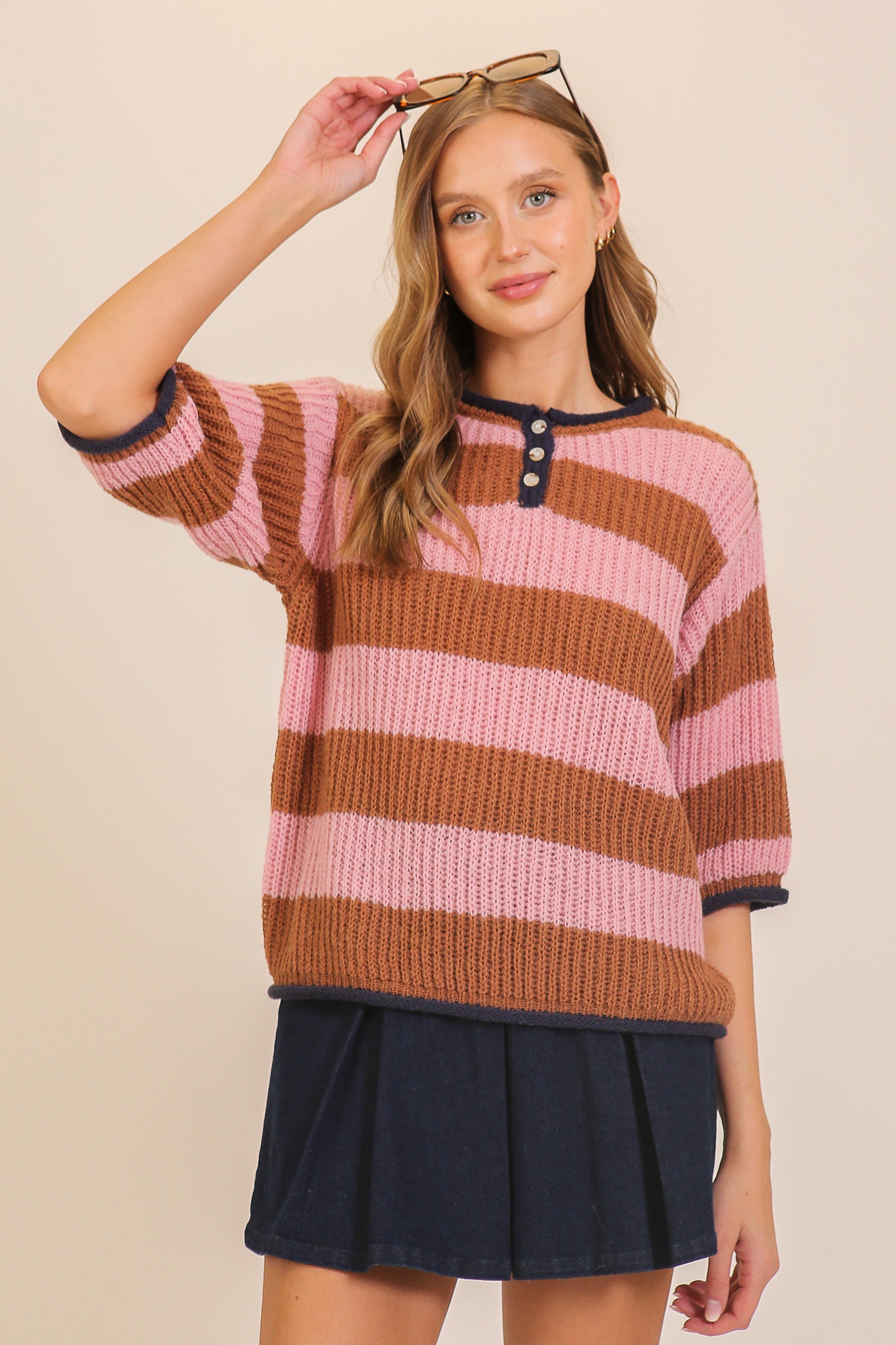 Pink Slyvia Striped Sweater
