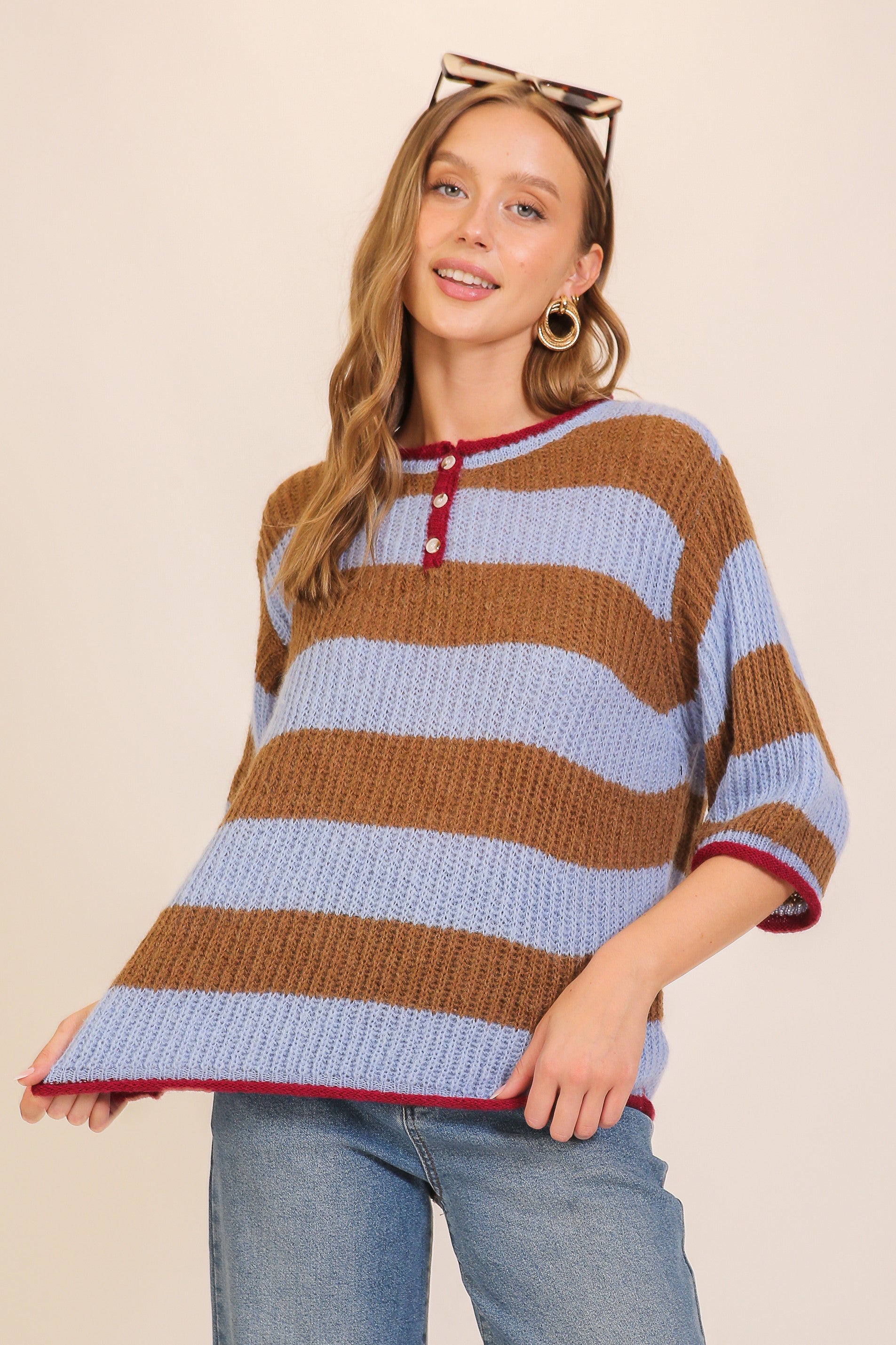 Blue Slyvia Striped Sweater