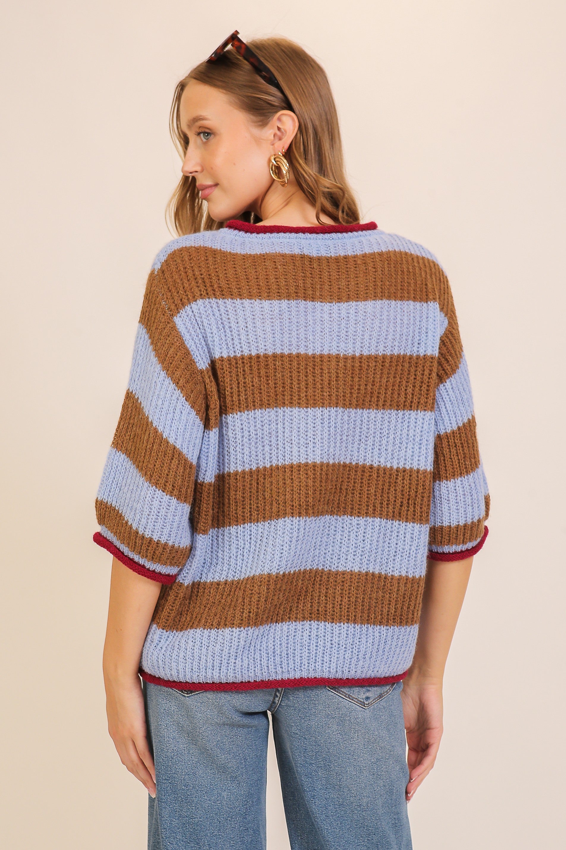 Blue Slyvia Striped Sweater