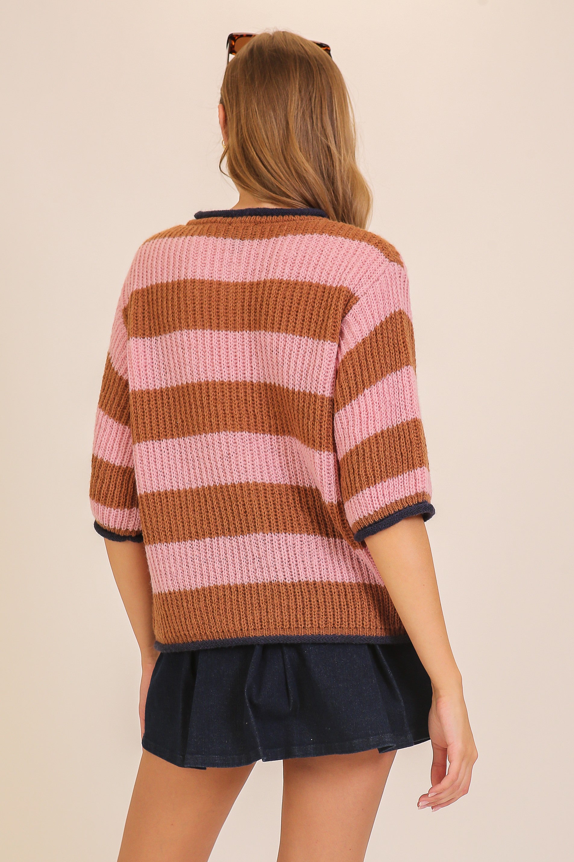 Pink Slyvia Striped Sweater