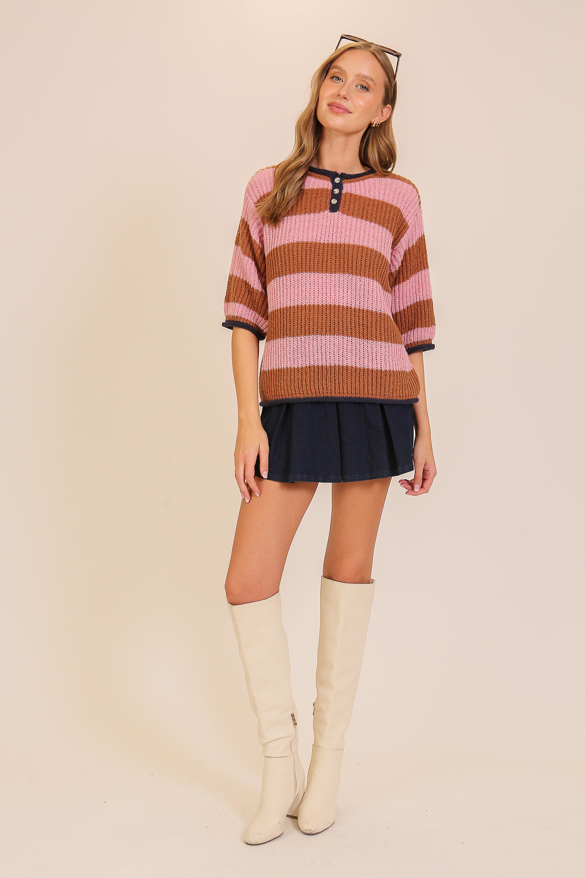 Pink Slyvia Striped Sweater