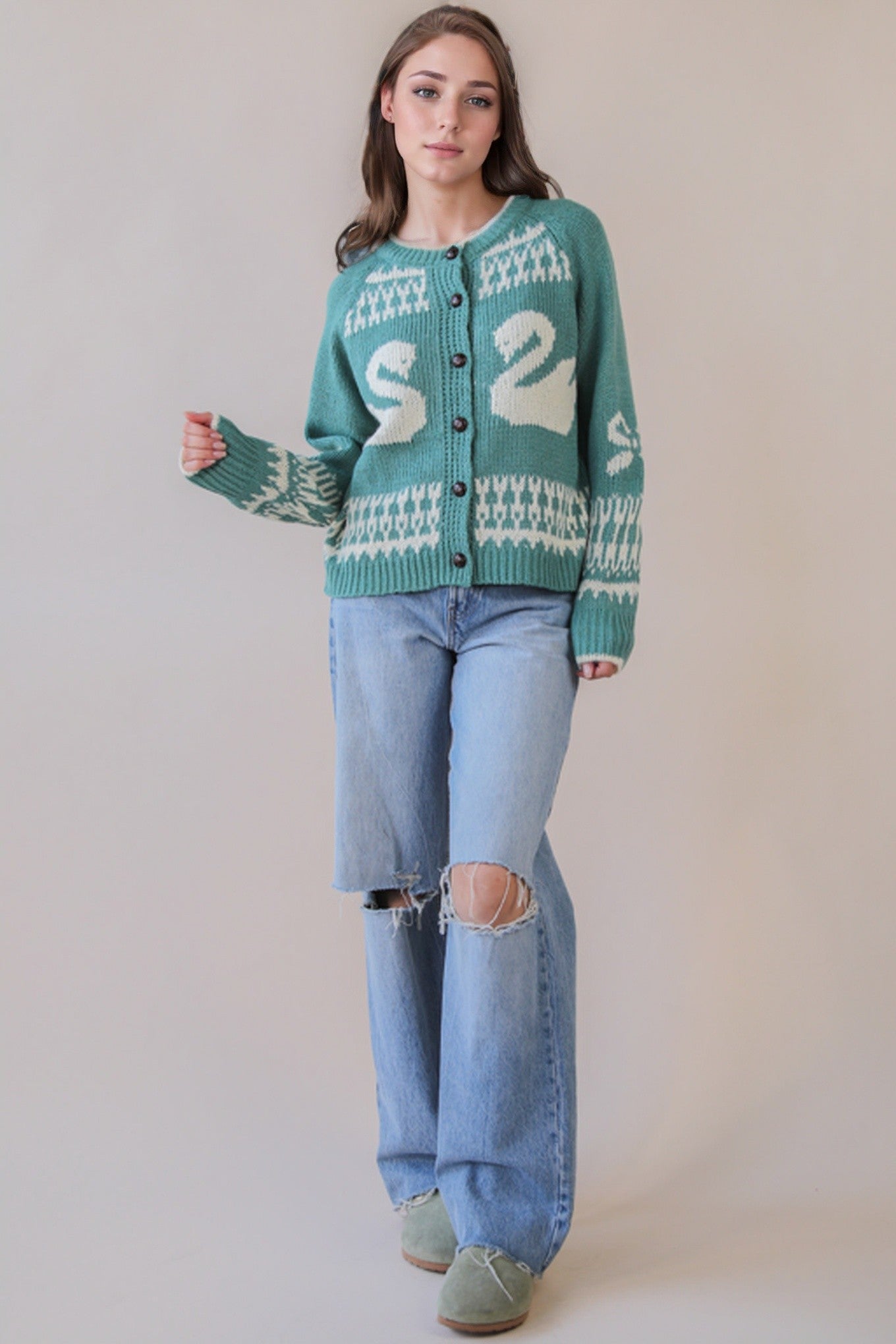 Sage Swan Sweater