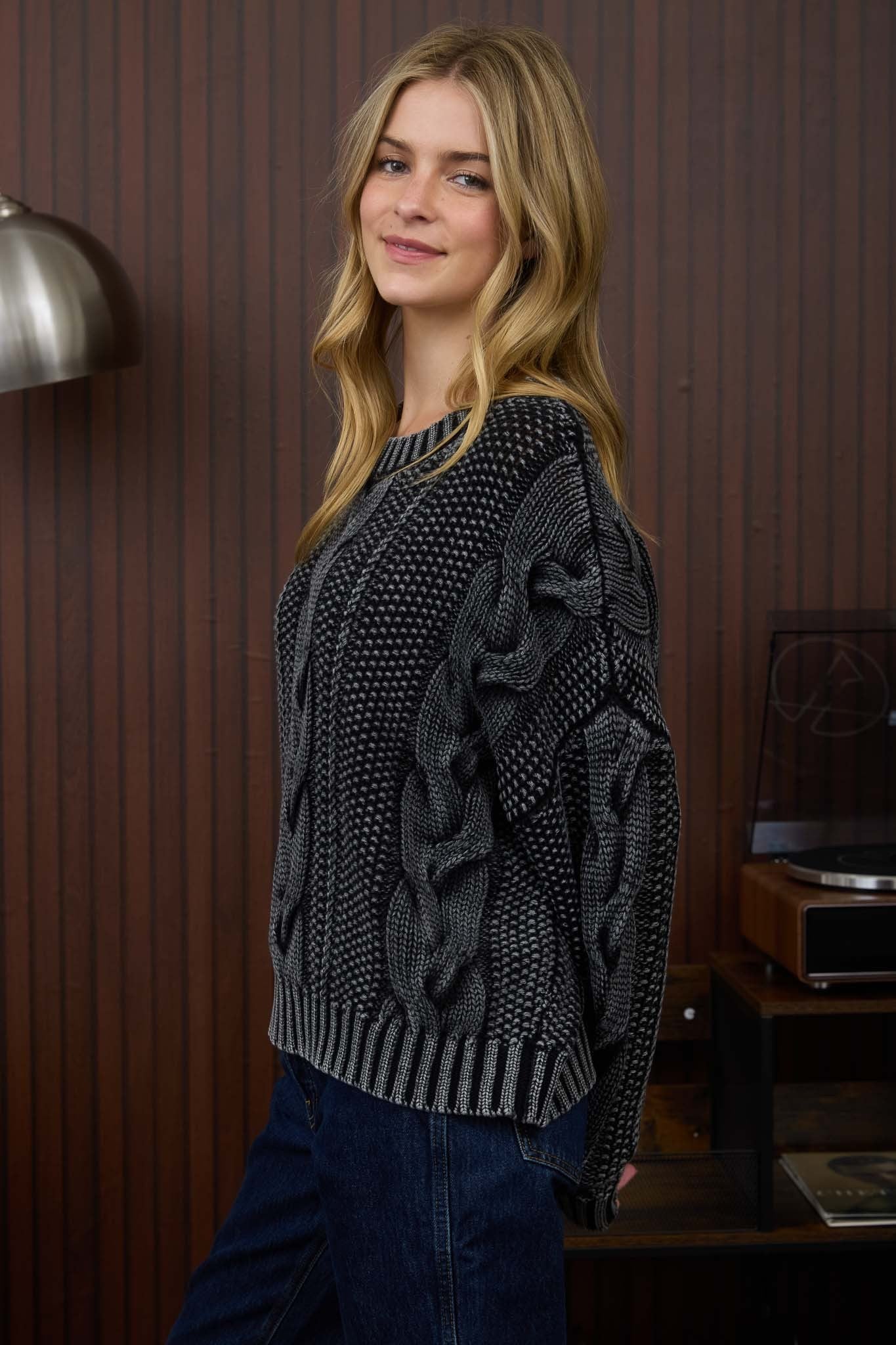 Rory Washed Cable Knit Pullover