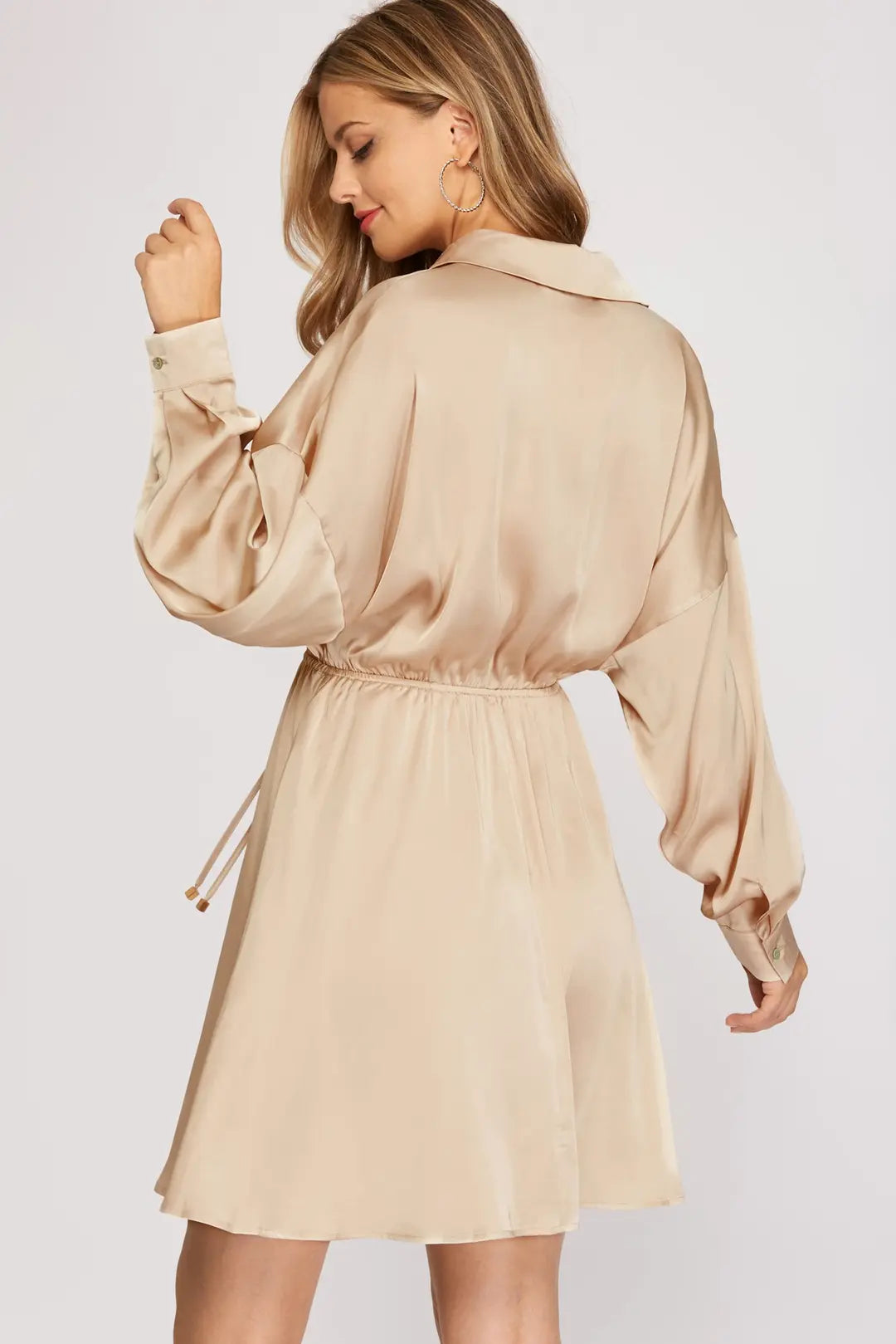 Latte Satin Flare Dress