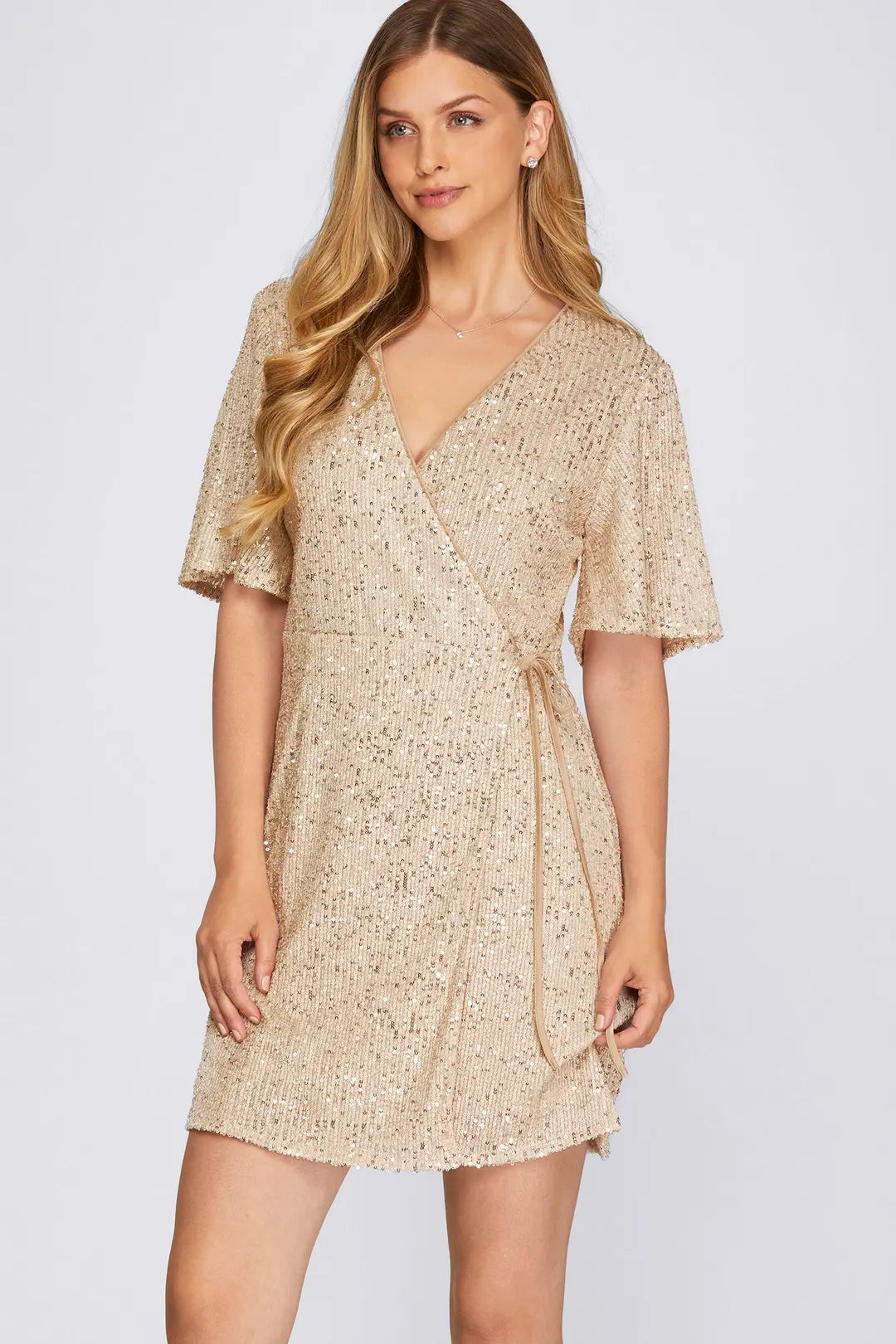 Daphne Sequin Wrap Dress