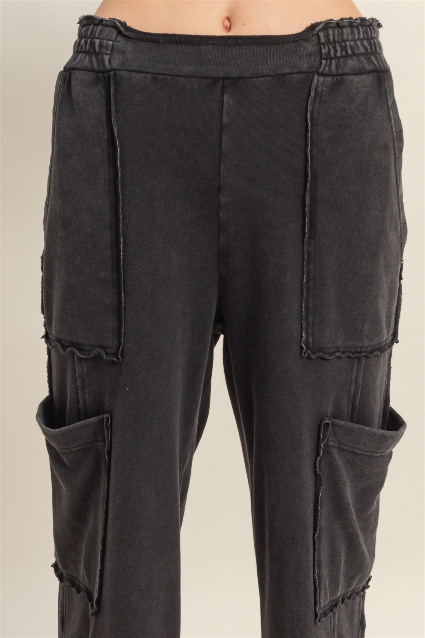 Black Mineral Washed Pants
