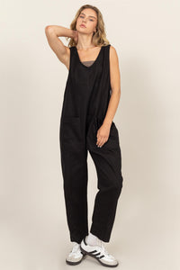 Relaxed Black Woven Jumpsuit